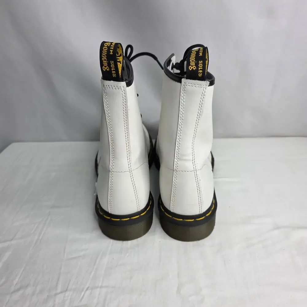 Dr. Martens White Leather Combat Boots Women’s Size 9 Lace Up Punk Grunge